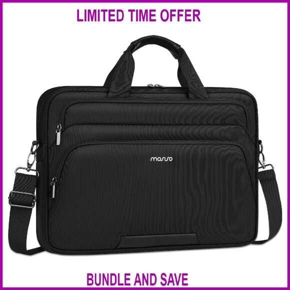 Slim Laptop Shoulder Bag 15.6 Inch Messenger Briefcase with Pockets